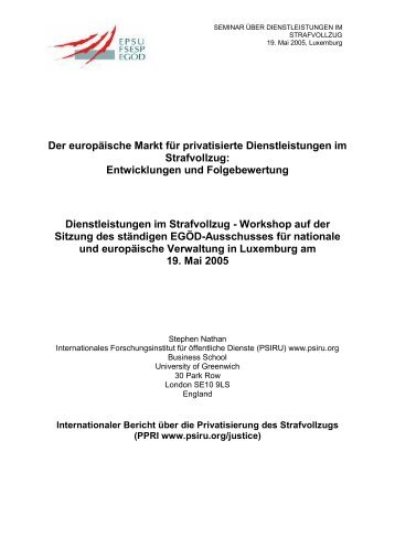 Der europäische Markt für privatisierte Dienstleistungen im ... - EPSU