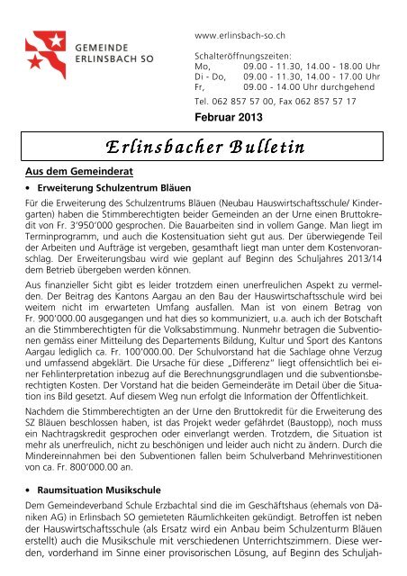 Bulletin-Feb-2013 - Gemeinde Erlinsbach SO