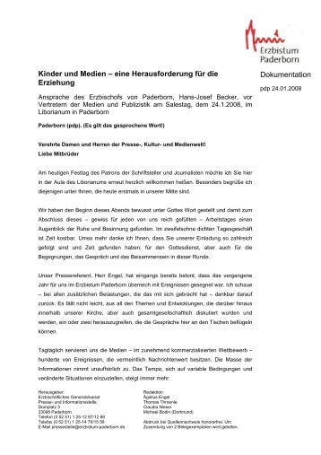 Ansprache beim Franz-von-Sales-Tag - Erzbistum Paderborn