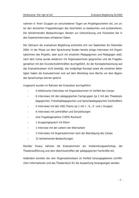 Abschlussbericht Sprachcamp 2004 - Stadt Gelsenkirchen, Referat ...