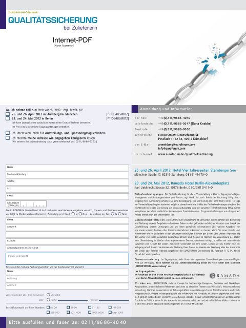 QUALITäTSSICHERUNG - Euroforum