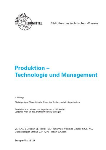 Produktion – Technologie und Management - Europa-Lehrmittel