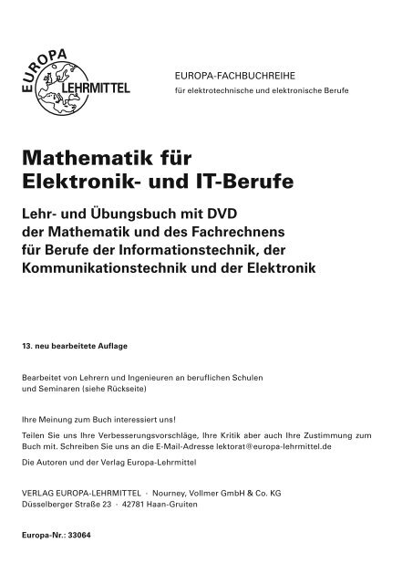 Mathematik für Elektronik- und IT-Berufe - Europa-Lehrmittel