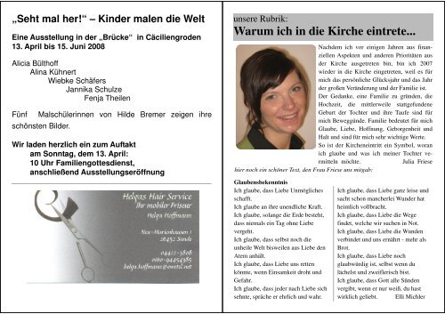 Gemeindebrief April/Mai 2008 - Ev.-lt. Kirchengemeinde Sande