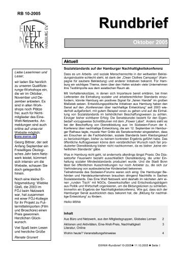 Rundbrief Oktober 2005 [pdf] - Eine Welt Netzwerk Hamburg eV