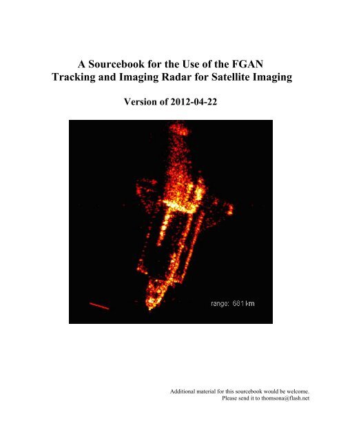 A Sourcebook for the Use of the FGAN Tracking and Imaging Radar ...