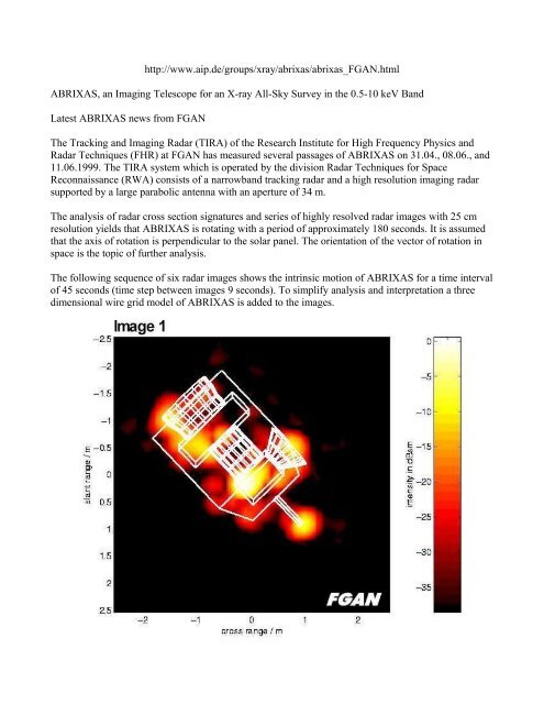 A Sourcebook for the Use of the FGAN Tracking and Imaging Radar ...