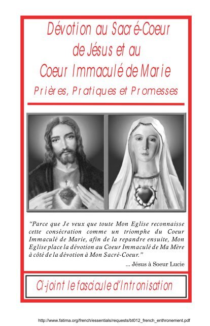 Devotion au Sacr e-Coeur de Jesus et au Coeur Immacule de Marie