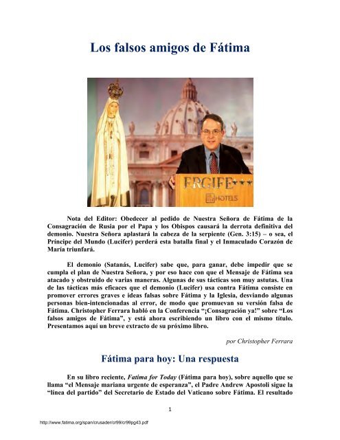 Los falsos amigos de Fátima - The Fatima Network