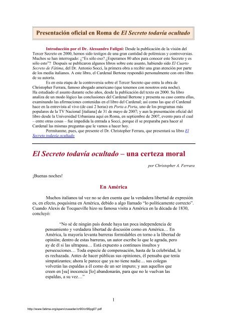 El Secreto todavía ocultado – una certeza moral