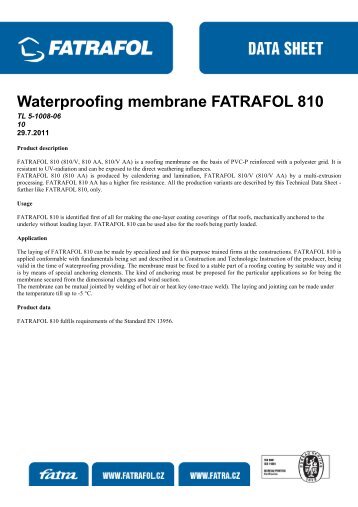 Waterproofing membrane FATRAFOL 810