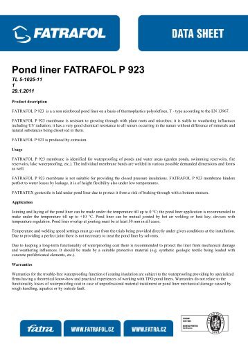 Pond liner FATRAFOL P 923