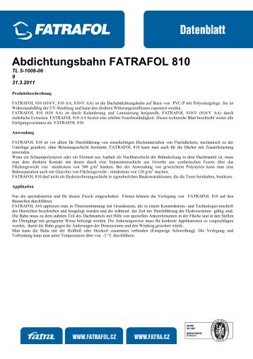 Abdichtungsbahn FATRAFOL 810