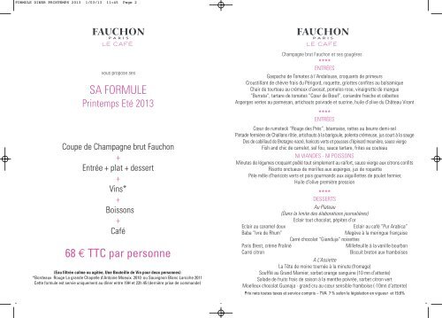 Les formules diner - Fauchon