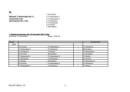 Spielpläne Verbandsligen, 27.10.2007 bis 27.01.2008 - VfL Kirchen