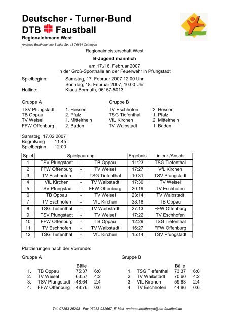 Westdeutsche Meisterschaft männl. B-Jugend, 17.02 ... - VfL Kirchen