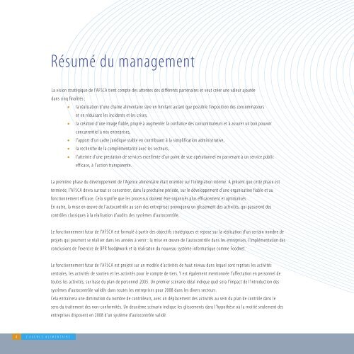 Business plan pour l'agence alimentaire - Favv