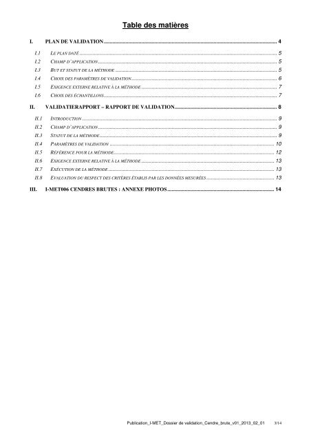 VALIDATIERAPPORT – RAPPORT DE VALIDATION