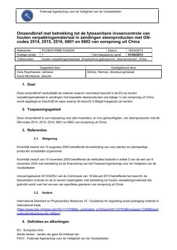 Omzendbrief met betrekking tot de fytosanitaire ... - Favv