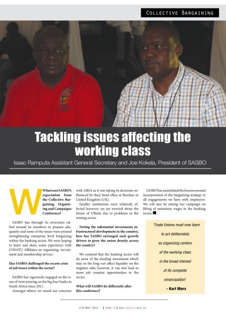 Collective Bargaining - Congress of South African Trade Unions