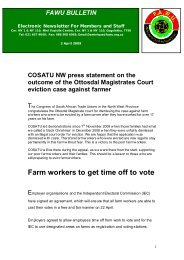 FAWU Bulletin, 3 April 2009 - Food and Allied Workers Union