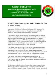FAWU Bulletin, 27 February 2009 - Food and Allied Workers Union