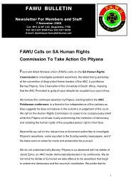 FAWU Bulletin, 7 November 2008 - Food and Allied Workers Union