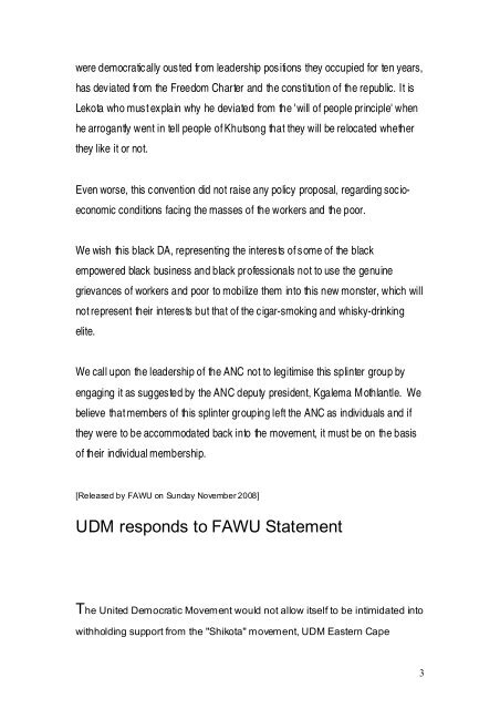 FAWU Bulletin, 7 November 2008 - Food and Allied Workers Union