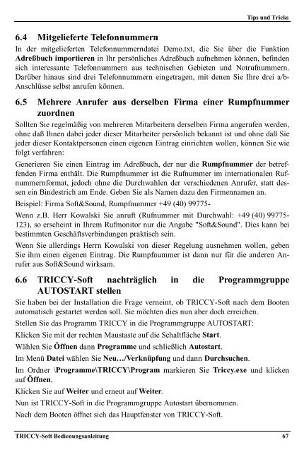 TRICCY-Soft Bedienungsanleitung - Fax-Anleitung.de