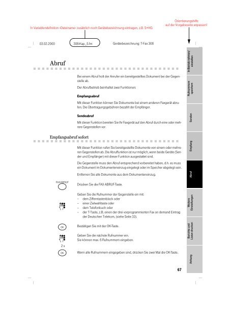 BDA Telekom T-Fax 308 deutsch - Fax-Anleitung.de