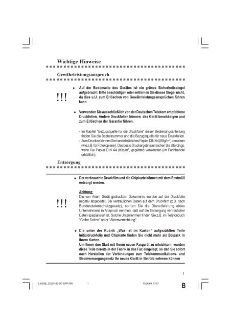 T-Fax 307P Das Normalpapierfax mit ... - Fax-Anleitung.de