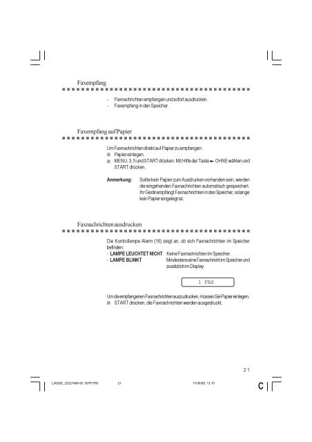 T-Fax 307P Das Normalpapierfax mit ... - Fax-Anleitung.de