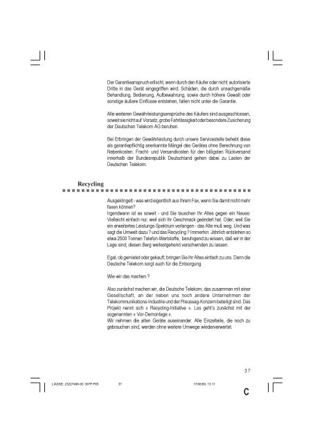 T-Fax 307P Das Normalpapierfax mit ... - Fax-Anleitung.de