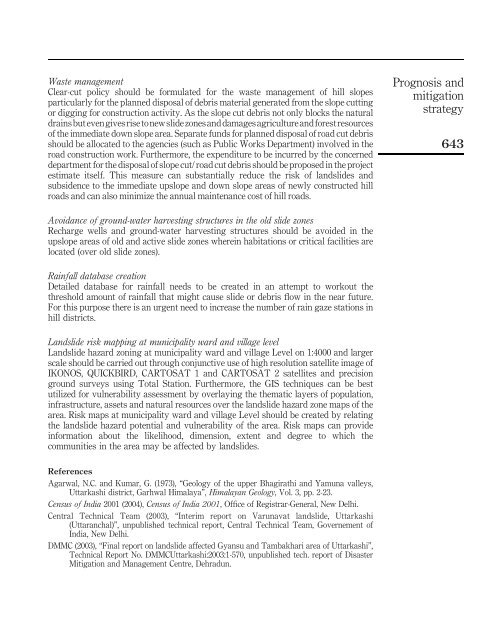 Prognosis and mitigation strategy for major landslide-prone areas Varunavat Parvat landslide in Uttarkashi