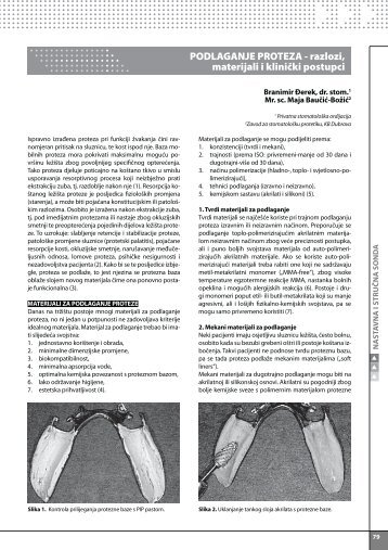 PODLAGANJE PROTEZA - razlozi, materijali i klinički ... - SONDA