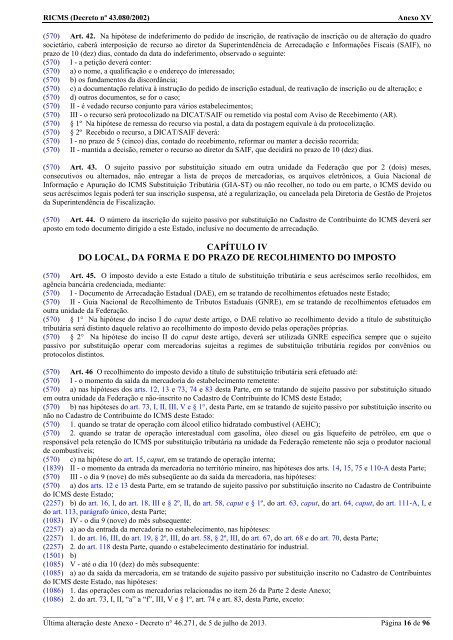 ANEXO XV - 2002 - Secretaria de Estado de Fazenda de Minas Gerais