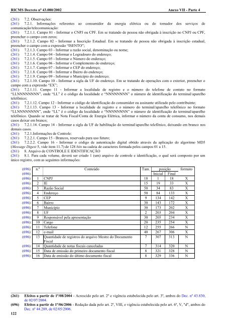 ANEXO VII - 2002 - Secretaria de Estado de Fazenda de Minas Gerais