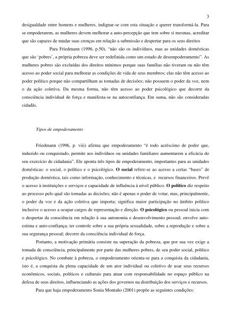 O Empoderamento como estratégia de inclusão das mulheres nas ...