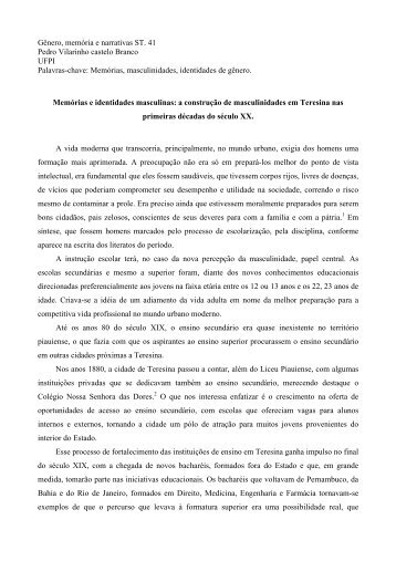 Gênero, memória e narrativas ST. 41 Pedro ... - Fazendo Gênero