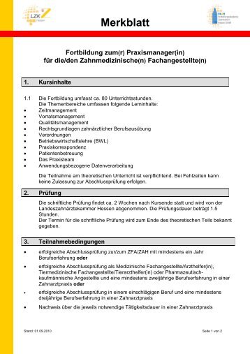 Merkblatt - Fortbildungsakademie Zahnmedizin Hessen GmbH