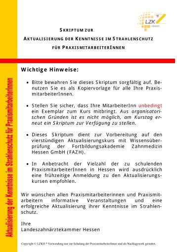 Wichtige Hinweise: - Fortbildungsakademie Zahnmedizin Hessen ...