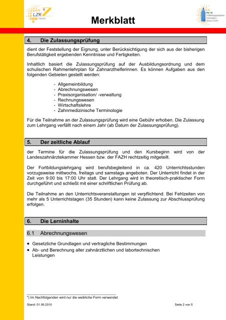 Merkblatt - Fortbildungsakademie Zahnmedizin Hessen GmbH