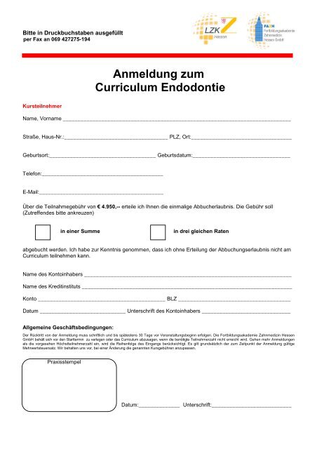 Curriculum Endodontie - Fortbildungsakademie Zahnmedizin ...