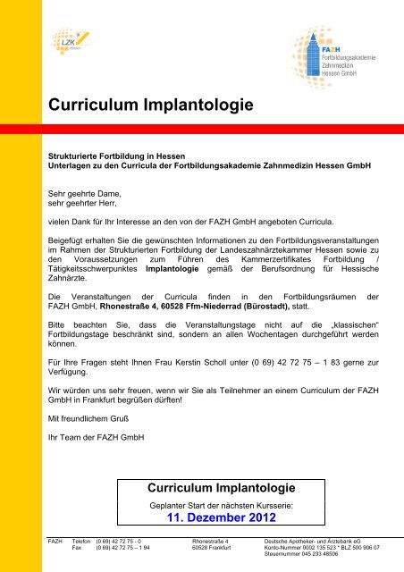 Curriculum Implantologie - Fortbildungsakademie Zahnmedizin ...