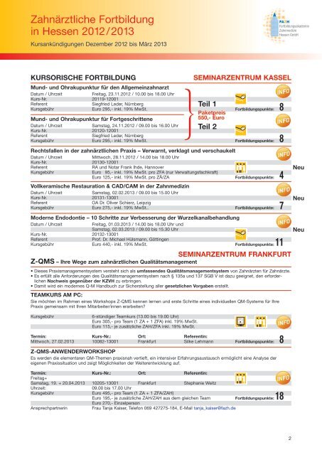 Anmeldung - Fortbildungsakademie Zahnmedizin Hessen GmbH