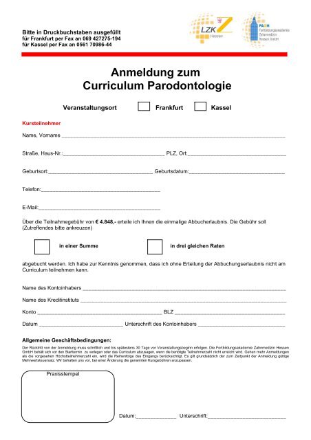 Curriculum Parodontologie - Fortbildungsakademie Zahnmedizin ...