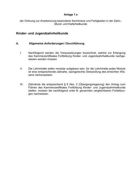 Curriculum Kinder- und Jugendzahnheilkunde