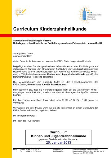 Curriculum Kinderzahnheilkunde - Fortbildungsakademie ...