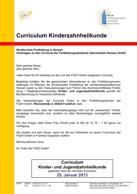 Curriculum Kinderzahnheilkunde - Fortbildungsakademie ...