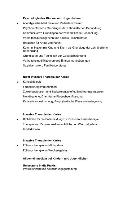 Curriculum Kinderzahnheilkunde - Fortbildungsakademie ...